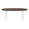 Fritz Hansen Table à manger Superellipse Blanc / noix avec bord de table en noyer, 170x100 cm