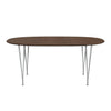 Fritz Hansen Superellipse Ausziehtisch Nine Grau/Walnuss Furnier mit Walnuss Tischkante, 270x100 Cm