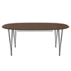 Fritz Hansen Superellipse Ausziehtisch Warm Graphit/Walnuss Furnier mit Walnuss Tischkante, 300x120 Cm