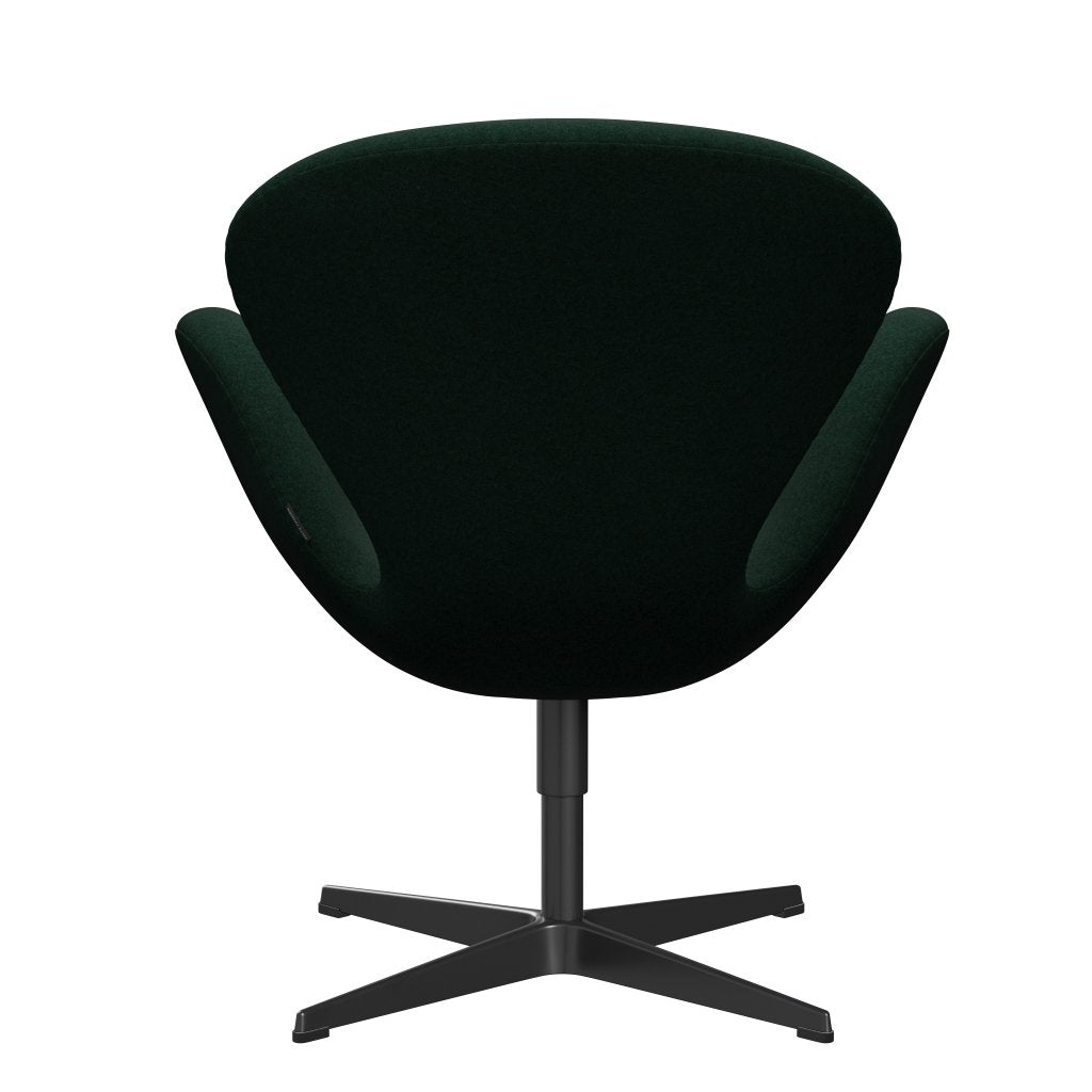 Fritz Hansen Chaise de salon de cygne, vert noir laqué noir / divina (871)