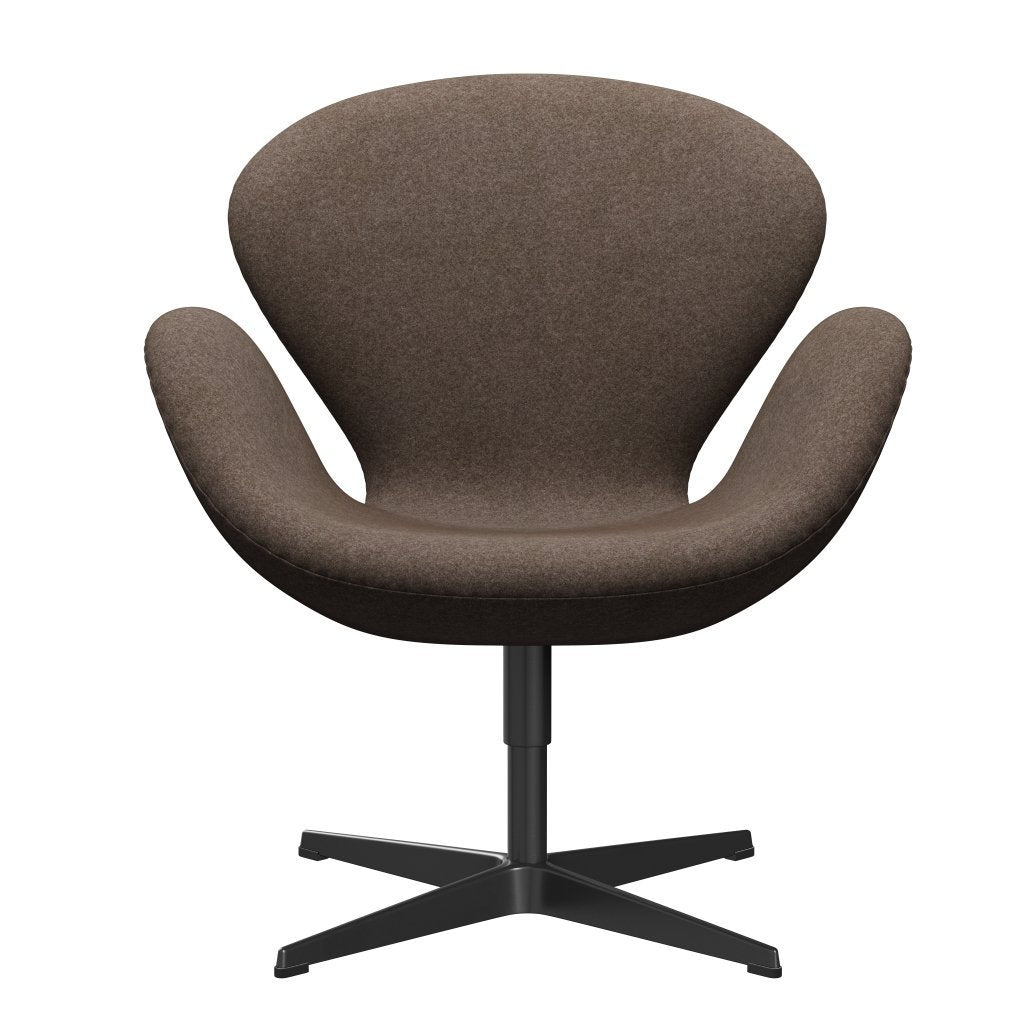 Fritz Hansen Swan Lounge Chair, Black Lacquered/Divina Melange Dusty Brown