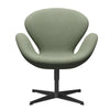  Swan Lounge Stuhl schwarzer lackiertes/Divina Melange Hell Green