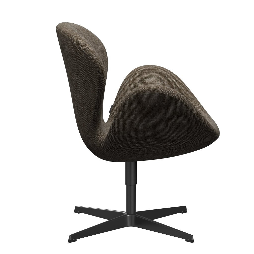 Fritz Hansen Chaise salon de cygne, laquée noire / hallingdal brun / gris