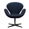  Swan Lounge stoel zwart gelakt/staalcut Ocean Blue Dark