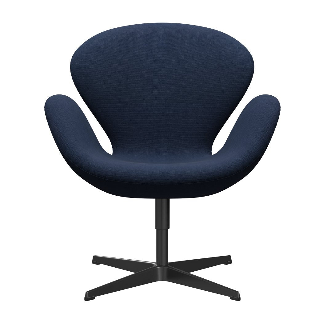 Sedia da salone di Fritz Hansen Swan, blu royal laccato nero/taglio in acciaio