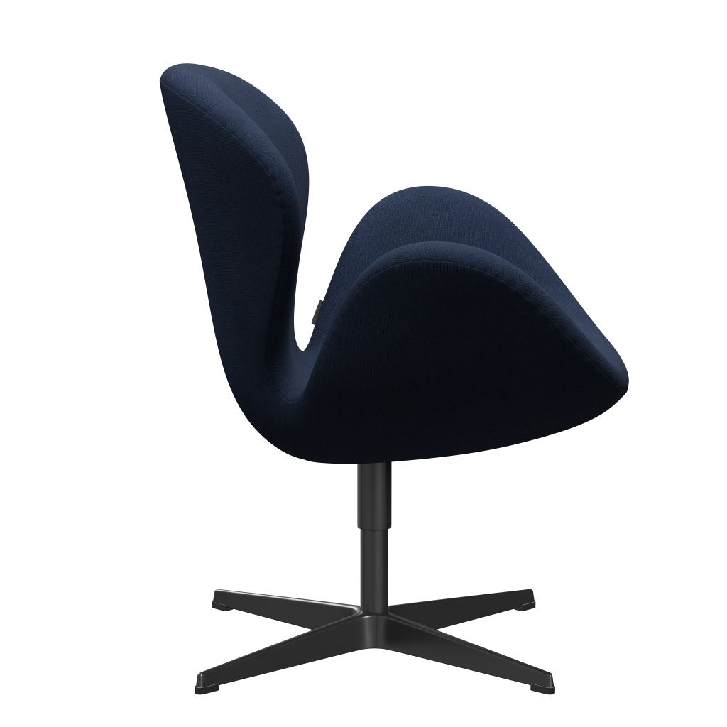 Fritz Hansen Swan Lounge Chair, Black Lacquered/SteelCut Royal Blue