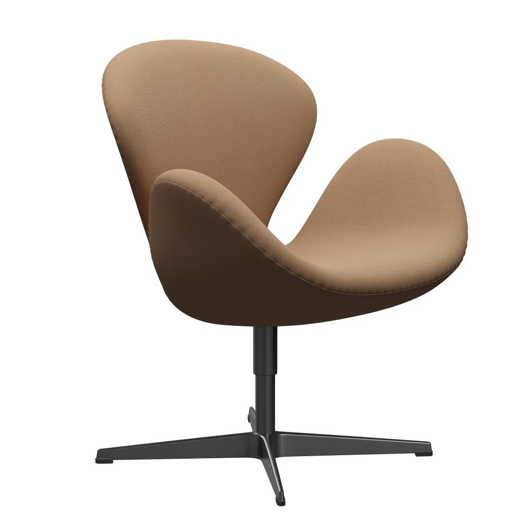 Fritz Hansen Chaise salon de cygne, noir de laquée / sable en acier foncé / beige