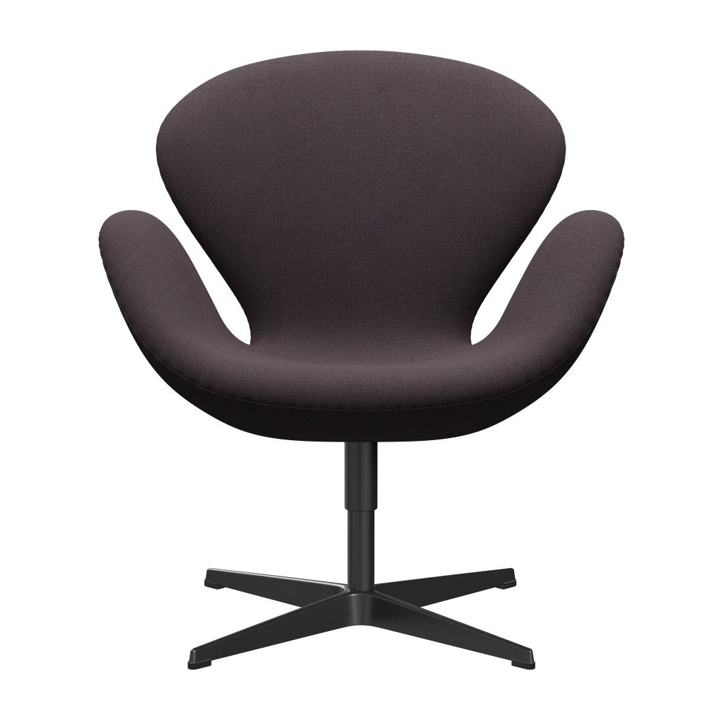 Sedia fritz Hansen Swan Lounge, trio laccato nero/taglio in acciaio marrone