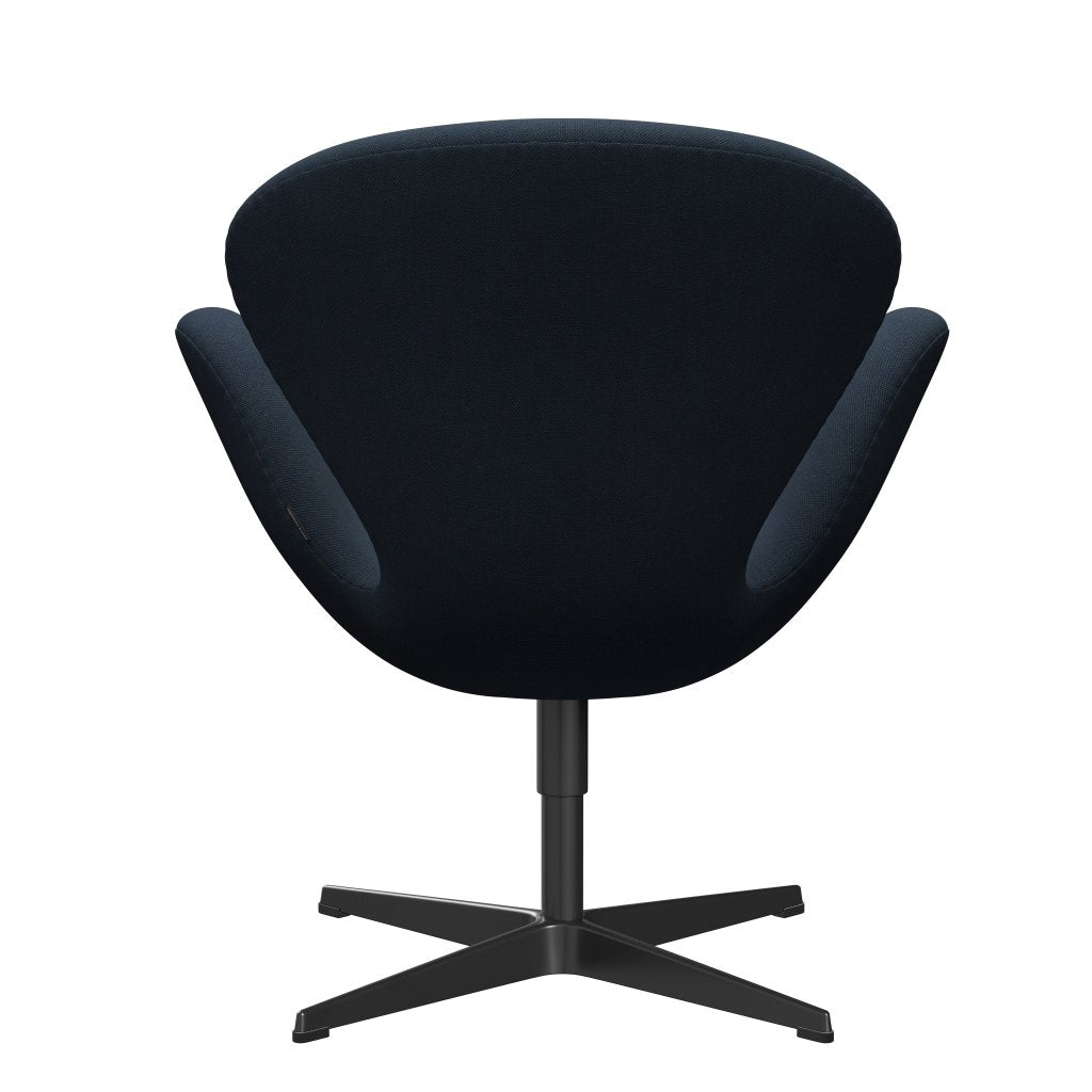 Fritz Hansen Chaise salon de cygne, noir de laquée / du trio en acier bleu foncé