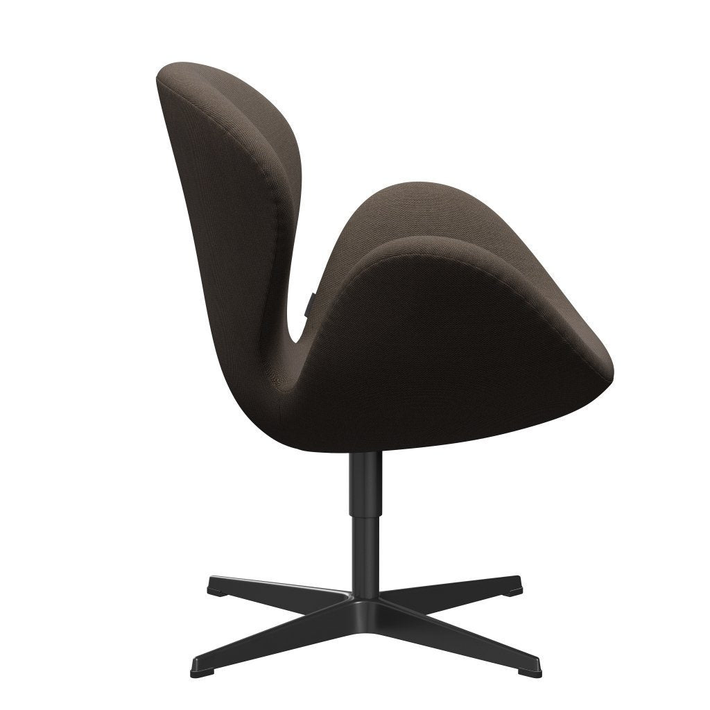 Fritz Hansen Swan Lounge Stuhl, schwarzer lackierter/Steelcut -Trio grau/braun