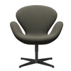 Sedia fritz Hansen Swan Lounge trio laccato nero/taglio in acciaio grigio/verde