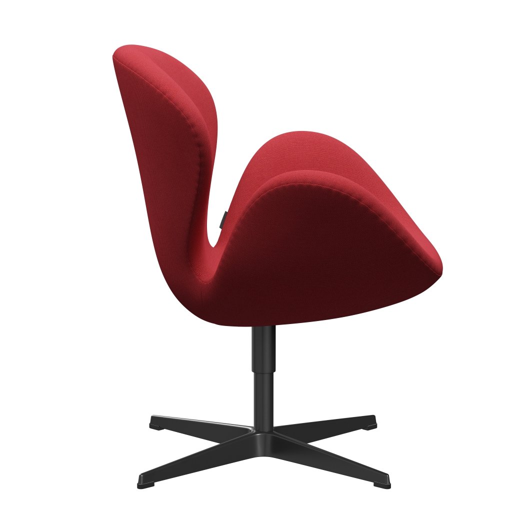 Fritz Hansen Chaise salon de cygne, rouge laqué noir / acier rouge