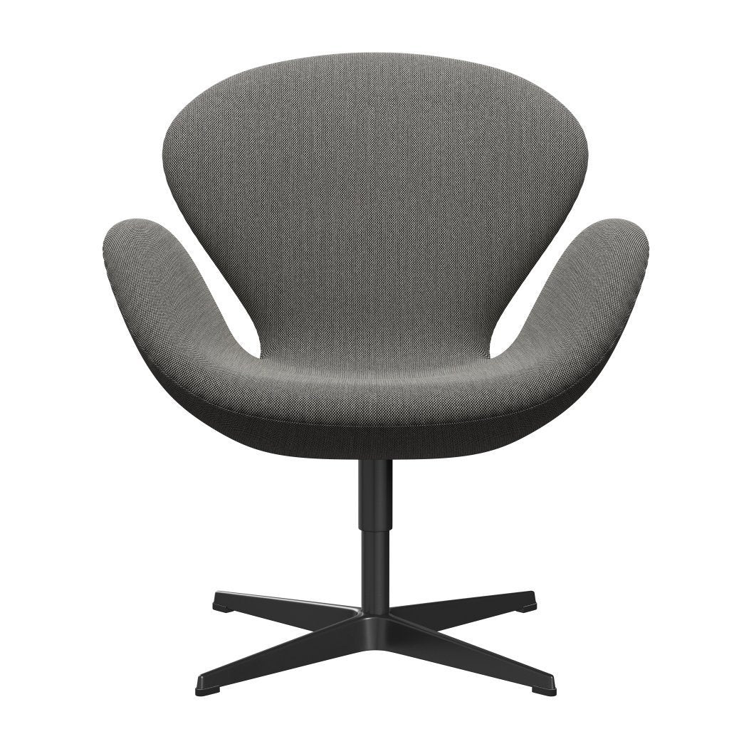 Sedia fritz Hansen Swan Lounge, trio di taglio nero/taglio di acciaio bianco/nero