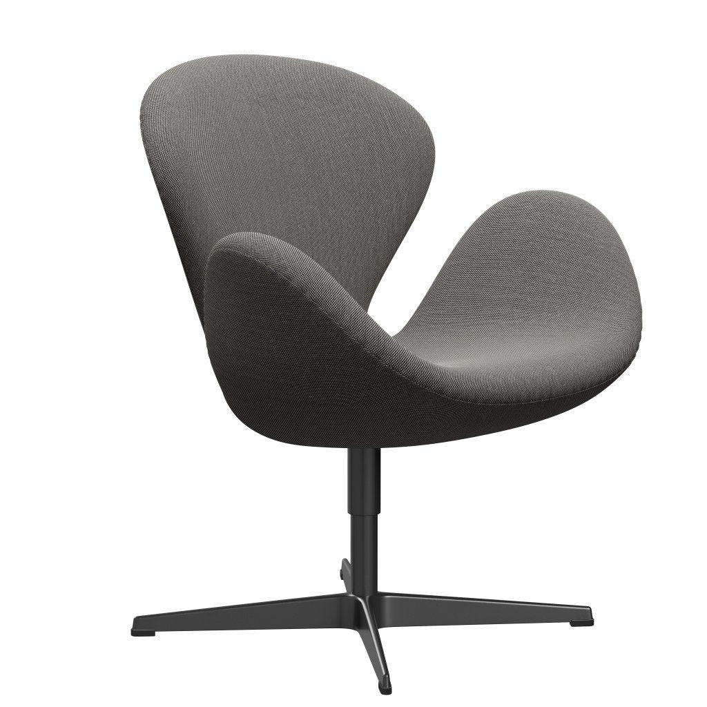 Sedia fritz Hansen Swan Lounge, trio di taglio nero/taglio di acciaio bianco/nero