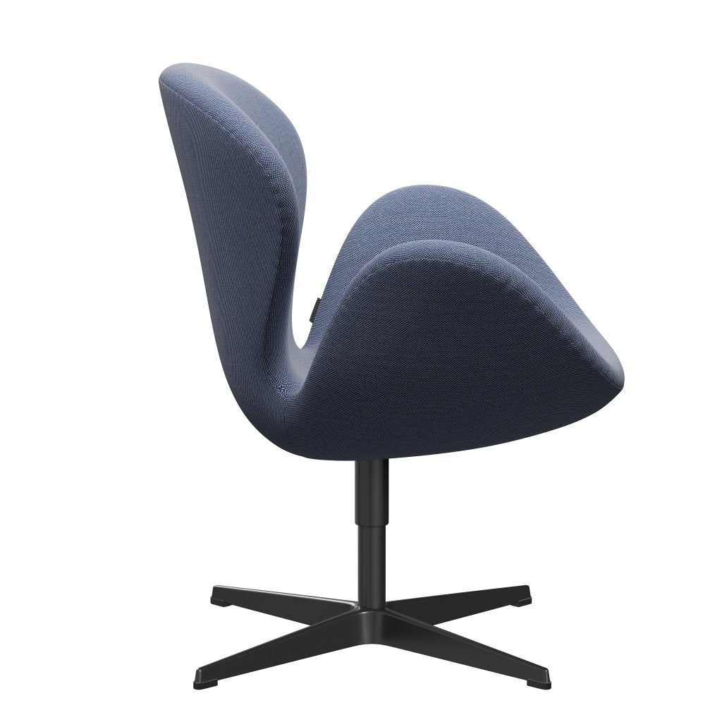 Fritz Hansen Swan Lounge Sillón, negro lacado/trío de chorro de acero blanco/azul