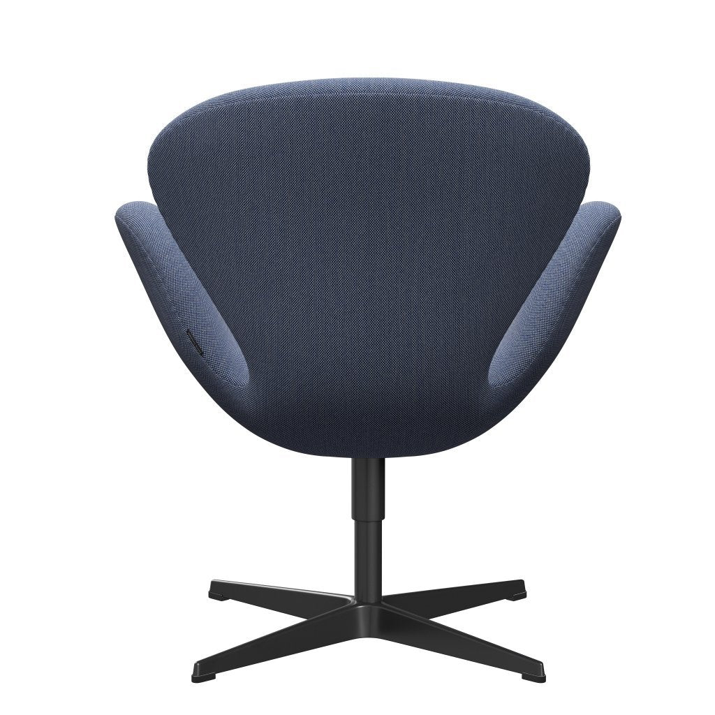 Fritz Hansen Swan Lounge Sillón, negro lacado/trío de chorro de acero blanco/azul