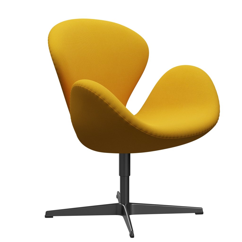 Fritz Hansen Swan Lounge Chair, Black Lacquered/Steelcut Trio Yellow