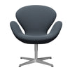  Swan Lounge Chair Satin Brushed Aluminium/Capture Petrol Blue