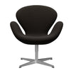  Swan Lounge Chair Satin Brushed Aluminium/Diablo Chocolate Dark