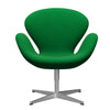  Swan Lounge Chair Satin Brushed Aluminium/Divina Grass Green