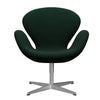 Sedia fritz Hansen Swan Lounge alluminio spazzolato in raso/Divina melange verde scuro (871)