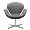 Sedia fritz Hansen Swan Lounge alluminio spazzolato in raso/Abbraccio cioccolato