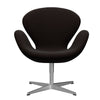 Sedia fritz Hansen Swan Lounge alluminio spazzolato in raso/fama marrone scuro