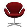 Sedia da salone  Swan alluminio spazzolato in raso/Halingdal Red (657)