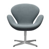  Swan Lounge Chair Satin Brushed Aluminium/Re Wool Light Blue/Natural