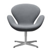 Sedia fritz Hansen Swan Lounge alluminio spazzolato in raso/cerchi grigio/bianco