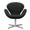  Swan Lounge stol satin børstet aluminium/stålcut Dark Army Green