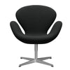  Swan Lounge Stuhl Satin gebürstet Aluminium/Stahlkut dunkelbraun (380)