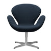  Swan Lounge Chair Satin Brushed Aluminium/Steelcut Trio Dark Dust Blue