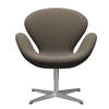  Swan Lounge Chair Satin Brushed Aluminium/Sunniva Chocolate/Light Grey