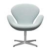  Swan Lounge Chair Satin Brushed Aluminium/Sunniva White/Light Blue