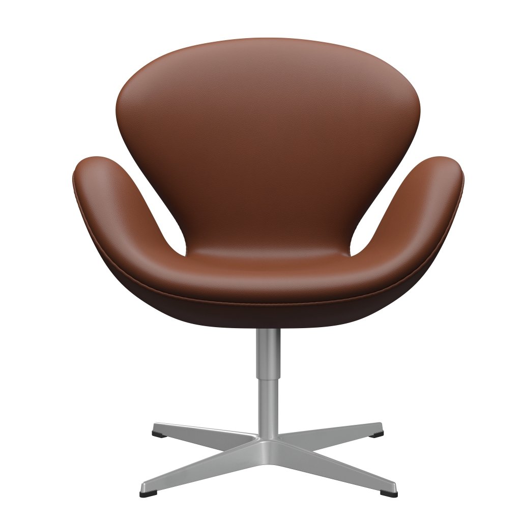 Fritz Hansen Swan Lounge Chair, Silver Gray/Aura Cognac