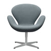 Sedia fritz Hansen Swan Lounge grigio argento/re di lana azzurra/naturale