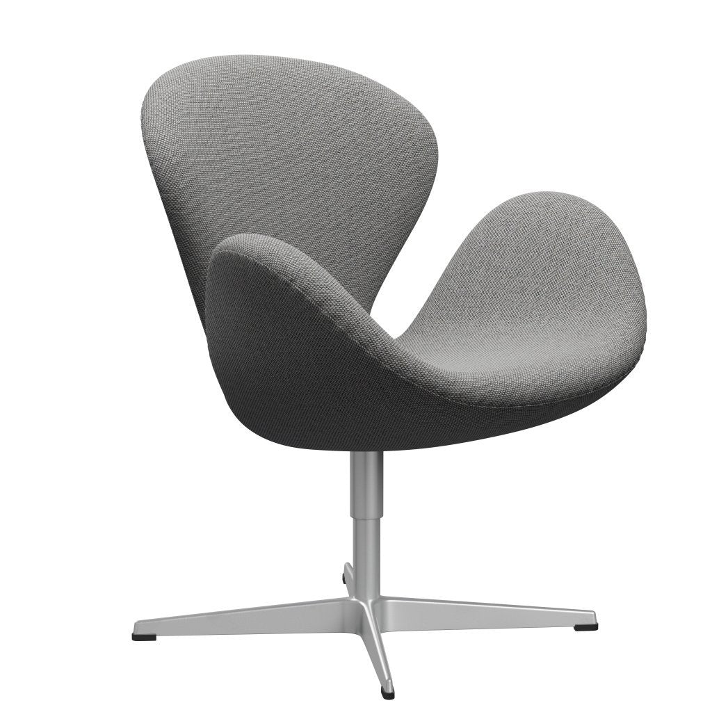 Fritz Hansen Chaise salon de cygne, gris argenté / laine en laine blanche / naturel