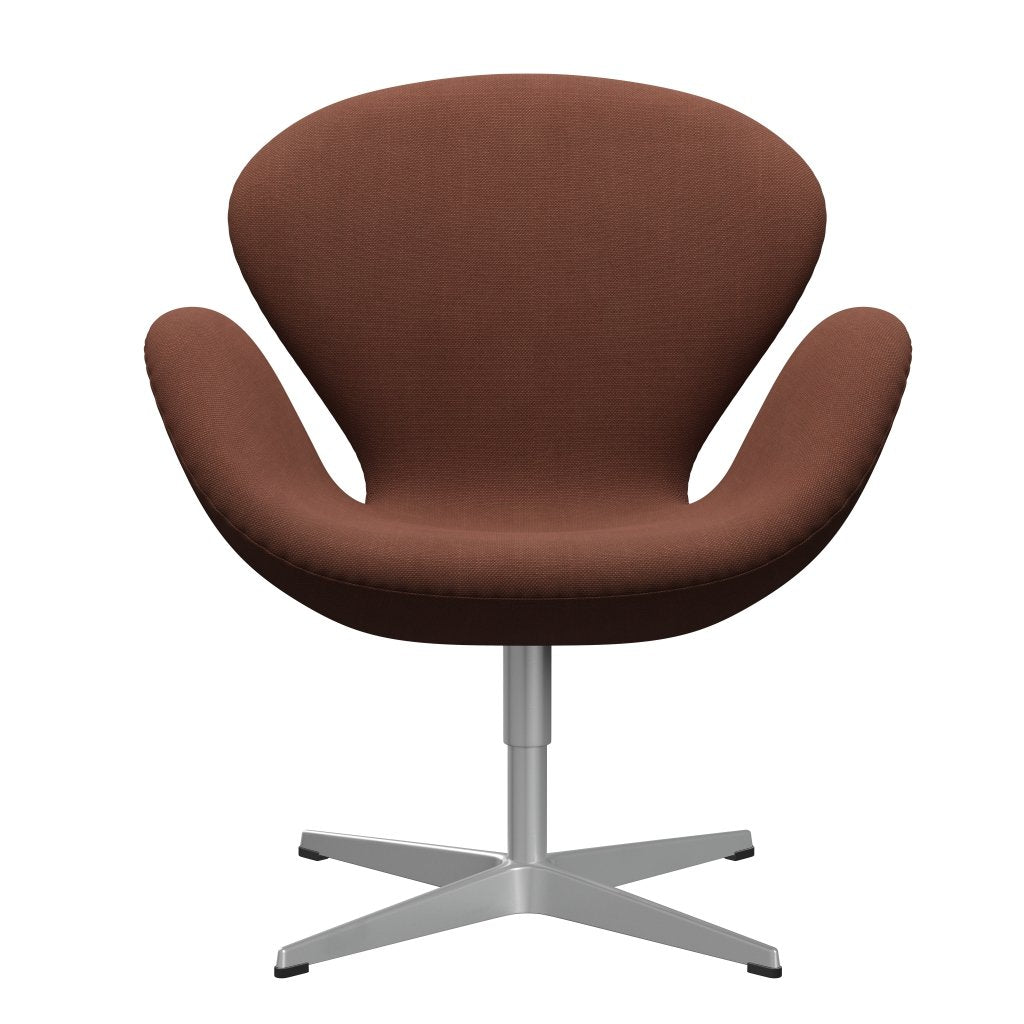 Fritz Hansen Swan Lounge Stuhl, Silbergrau/Stahlschneider mittelbraun