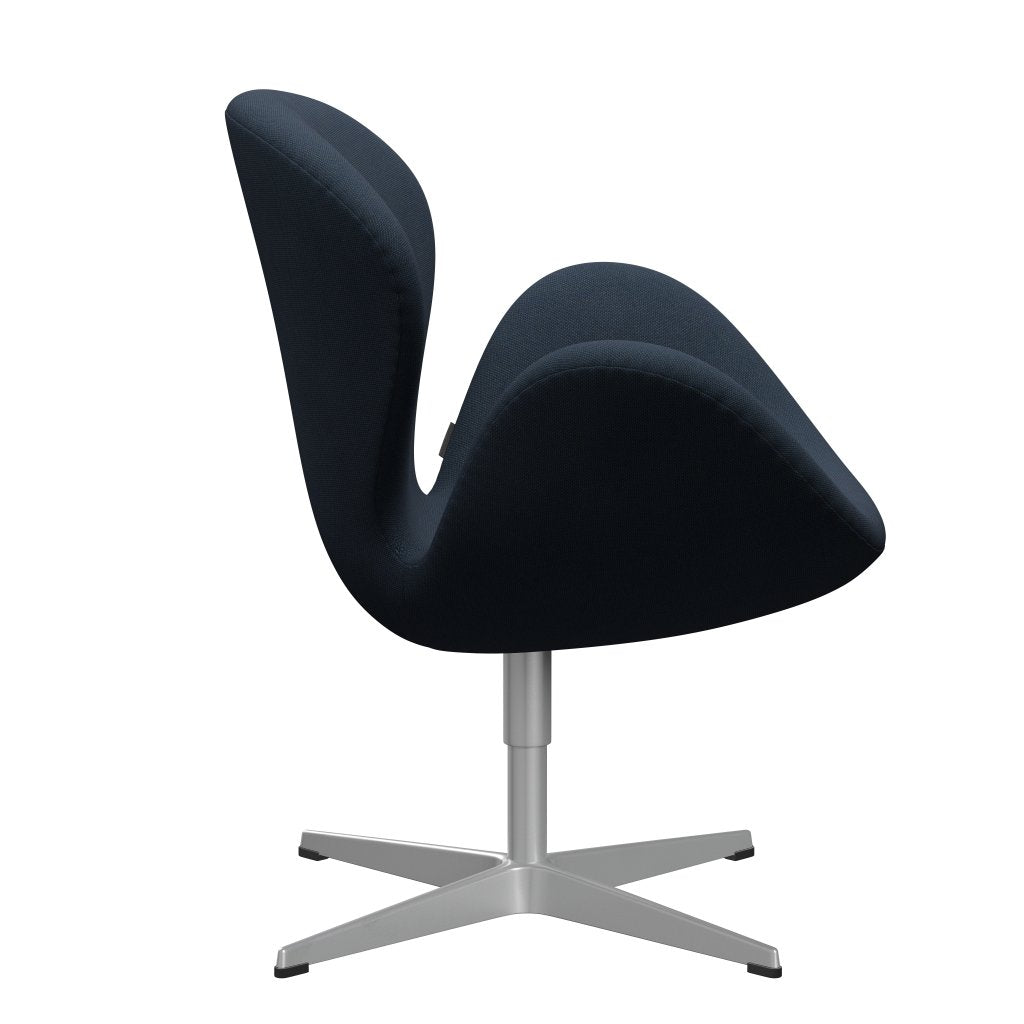 Sedia fritz Hansen Swan Lounge, trio blu scuro grigio/taglio in acciaio.