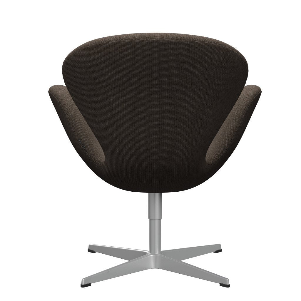 Fritz Hansen Swan Lounge Stuhl, Silbergrau/Stahlkut -Trio grau/braun