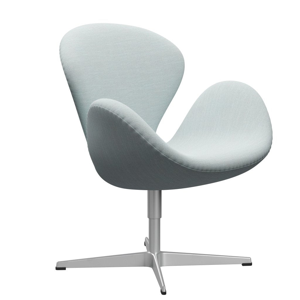 Fritz Hansen Swan Lounge Chair, Silver Grey/Sunniva White/Light Blue