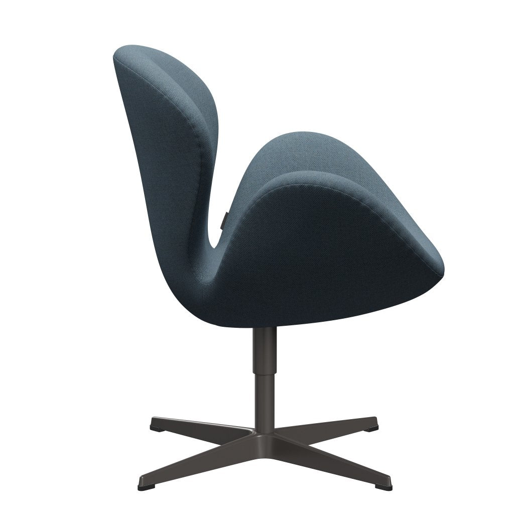 Fritz Hansen Chaise salon de cygne, graphite chaud / re laine naturel / bleu clair