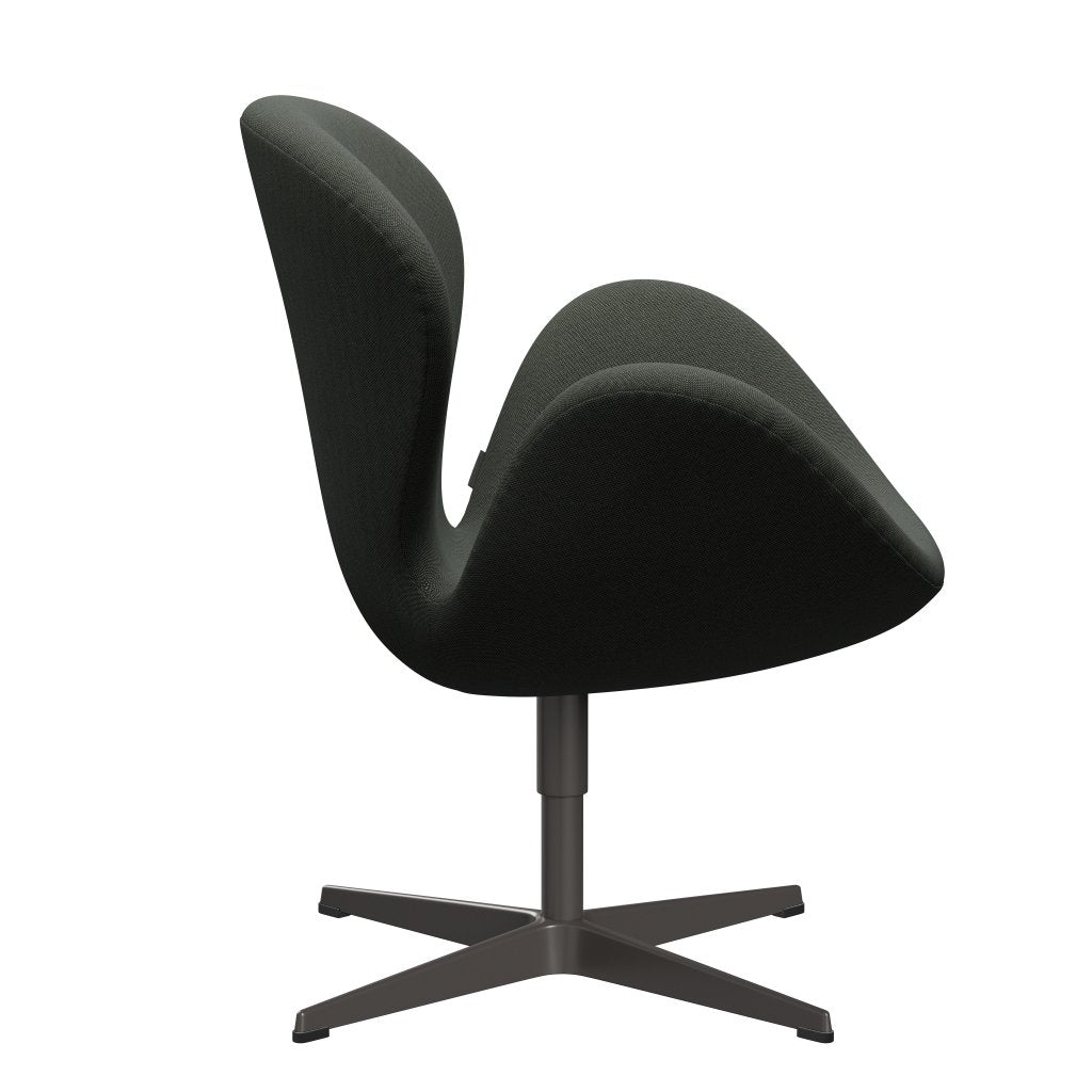 Fritz Hansen Chaise salon de cygne, graphite chaud / jantes brun / mousse vert