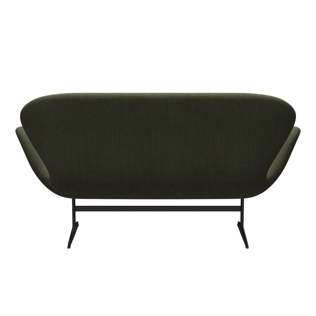 [product_category]-Fritz Hansen Swan Sofa 2 Seater, Black Lacquered/Canvas Moss Green-Fritz Hansen-3321-CA0926-BLLA-FRI-4