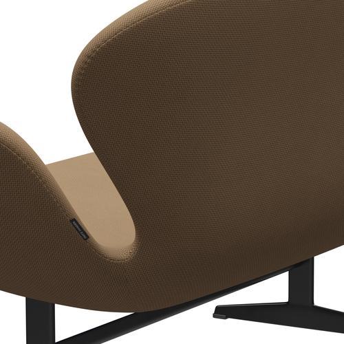 [product_category]-Fritz Hansen Swan Sofa 2 Seater, Black Lacquered/Diablo Gold Sand-Fritz Hansen-3321-DIA401-BLLA-FRI-5