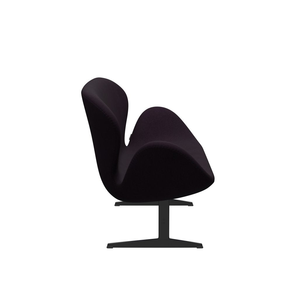 Fritz Hansen Swan Sofa 2 -zits, zwart gelakt/divina aubergine (376)