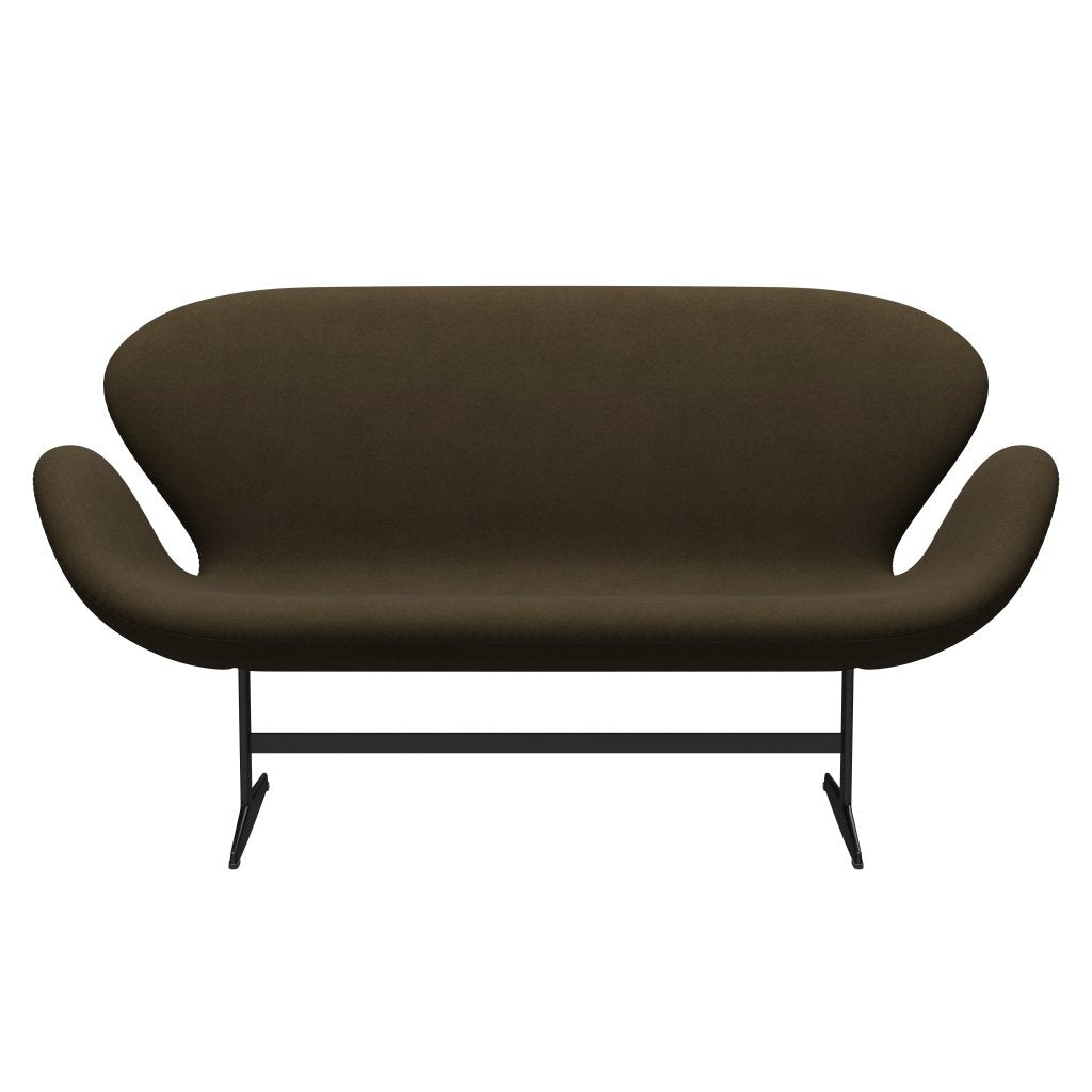 Fritz Hansen Swan Sofa 2 Sitzer, Schwarz Lackiert/Divina Braun (984)