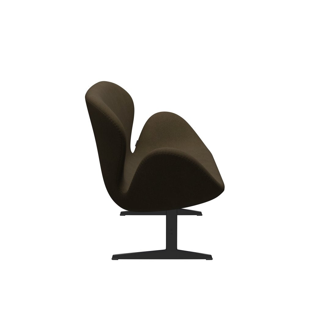 Fritz Hansen Swan divano 2 posti, laccatura nera/Divina Brown (984)