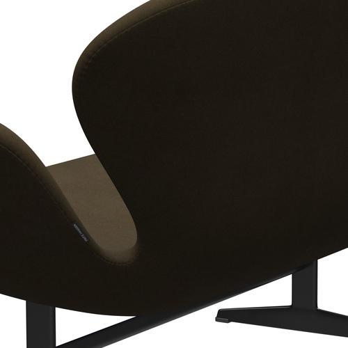 Fritz Hansen Swan Sofa 2 Sitzer, Schwarz Lackiert/Divina Braun (984)